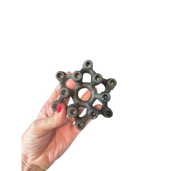 Vtg cast iron candle holder Spider Starburst Japan MCM for Taper Candles - Picture 6 of 11
